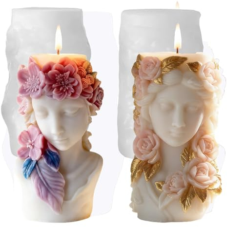2 Stück Kerzenform Silikon Zylinder, DIY Frühling Kerzen Gießform, Silikonformen Gießformen Frühling Kerzenformen Zum Gießen Blumen Deko, Silikonform Kerzen Giessform Silikon Für Aromatherapie (C)