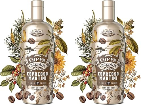 Coppa Cocktails Espresso Martini 0,7L, 14,9% Vol. - Fertig gemixter Cocktail mit Vodka, Espresso & Kaffeenote, Ready to Serve - Kaffee-Klassiker im Glas (Packung mit 2)