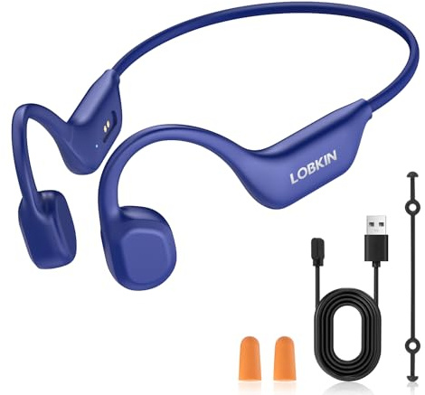 LOBKIN Knochenschall Kopfhörer,Open Ear Kopfhörer Kabellos Bluetooth 6.0,Bone Conduction Headphones wasserdichte,Dual-Geräte-Verbindung mit Mikrofon,Sportkopfhörer Für Radfahren, Laufen