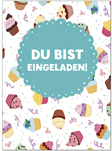 8 Einladungskarten zum Kindergeburtstag Cupcake und Muffin - Einladungen für Kinder zum Geburtstag im Set