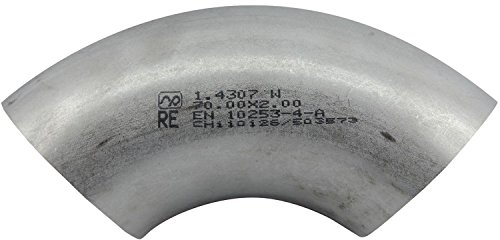 VAS5 Edelstahl Rohrbogen 1.4301 Geschweißt, 90 Grad, Durchmesser 48.3 mm, Stärke 2 mm
