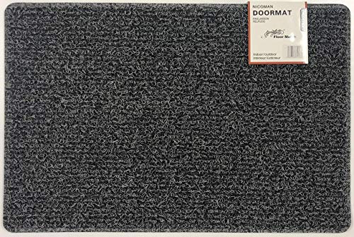 Nicoman Dirt-Trapper Barrier Door Mat Heavy Duty Outdoor Indoor Floor Matt(60x40cm,Black & Grey)