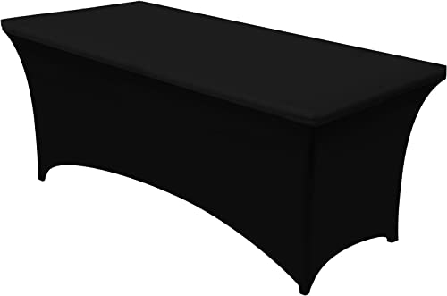 Utopia Kitchen Nappe de Table Extensible [8 Pieds, 244 cm] Couverture de Table en Polyester et Spandex - Lavable en Machine et Infroissable (Lot de 1, Noir)