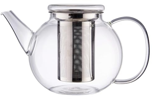 BUTLERS Teekanne 1,2 l Borosilikatglas - TEA TIME - mit Sieb | Farbe Klar - Teezubereiter für Nachmittag & Teestunde - transparentes Design - herausnehmbares Metallsieb