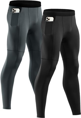 Niksa Sport Leggings männer 2er Pack, Herren Tight lang Quick Dry Kompression Hose für Fitness Workout Gym Joggen(Schwarz,Grau,XL)