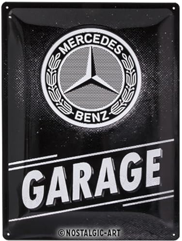 Nostalgic-Art Retro Blechschild, 30 x 40 cm, Mercedes-Benz – Garage – Geschenk-Idee für Mercedes-Benz Accessoires Fans, Original Lizenzprodukt (OLP), aus Metall, Vintage Design, Blechschilder Sprüche