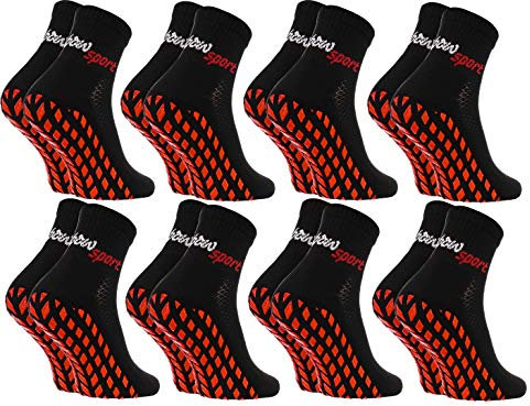 Rainbow Socks - Femme Homme Chaussettes Antidérapantes de Sport - 6 paires - Noir - Taille 47-50