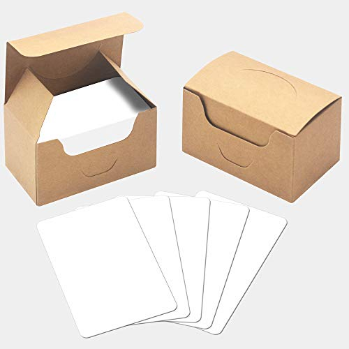 200 Stück Kraftpapier; blanko; abgerundete Ecken; als Lern- oder Karteikarte, für Nachrichten, DIY, als Geschenk, (9 x 5,3 cm; weiß);