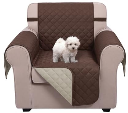 U-NICE HOME Reversible Recliner Chair Covers, Coffee/Beige