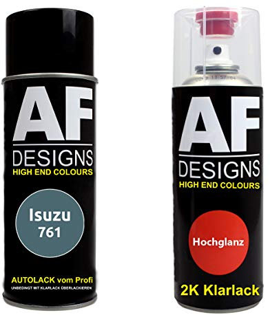 Autolack Spraydose Set für Isuzu 761 Moderate Blue Perl II 2K Klarlack Basislack Sprühdose Spraydosen 2x400ml