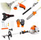 AMC Decespugliatore multifunzione a scoppio 5 in 1 tagliasiepi troncarami, motosega, scuotiolive motore 52cc 2 tempi testina a doppio filo disco tre denti acciaio