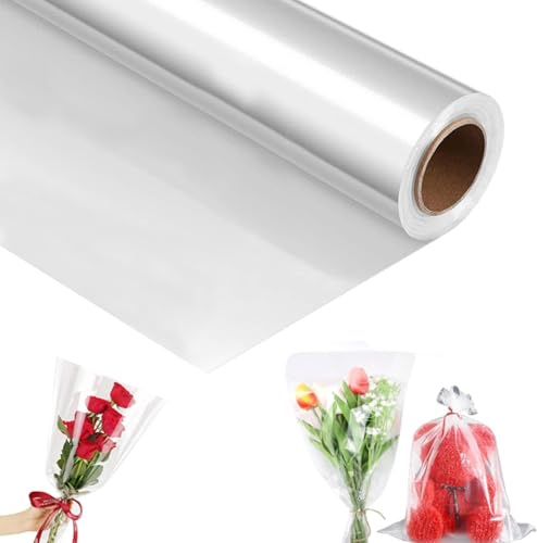 70 Stücke Transparentes Geschenkpapier, Klares Cellophan Rolle, Transparentpapier Blumenfolie Geschenkfolie, für Blumenverpackungen, Geschenkverpackungen, Basteldekorationen