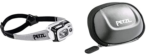 PETZL Unisex – Erwachsene Swift RL Stirnlampe, Schwarz, 8 x 8 & Gürteltasche SHELL L - Unisex, Schwarz, Einheitsgröße