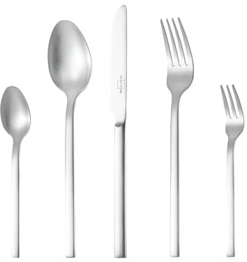 SILBERTHAL Besteck Set 6 Personen Spülmaschinenfest & Rostfrei - Monobloc Edelstahl 18/10 Matt - 30 teilig - Essbesteck mit Löffel, Messer, Gabel - für Hochzeit, Familie, Party & Restaurants