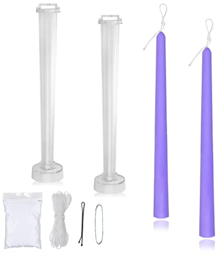 MILIVIXAY 2 x Spitzkerzenformen – Höhe: 25 cm, Durchmesser oben: 1,3 cm, Durchmesser unten: 2,2 cm - 9 m. Docht, ein Kabel und 2 Dochtclips als Geschenk im Lieferumfang enthalten