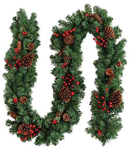 Weihnachtsgirlande Weihnachtsgirlande, 9 ft 106 Zoll 270 cm Weihnachtsgirlanden Urlaubsdekorationen for Treppen Kamine Künstliche Girlande Girlande (Color : A, Size : 9 ft)