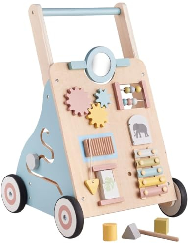 Haus Projekt Lauflernwagen Holz Baby Safari, Activity Laufwagen ab 1 Jahr, Lauflernhilfe für Babys, Baby Holzspielzeug, Geschenk zum ersten Geburtstag Mädchen, Spielzeug für 1 Jährige, Ostergeschenk