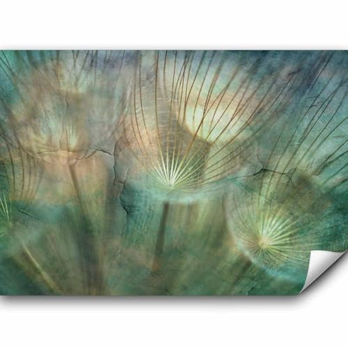 murando Fototapete selbstklebend Pusteblumen 392x280 cm Tapete Wandtapete Klebefolie Dekorfolie Tapetenfolie Wand Dekoration Wandaufkleber Wohnzimmer Blumen Natur grün