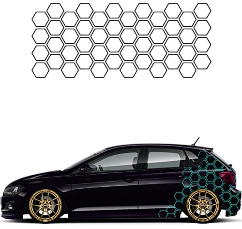 1A Style Sticker Auto Waben Offen Aufkleber Autodekor Tuning KFZ Seitenaufkleber Hexagon Wohnwagen Premium Folie (Türkis)