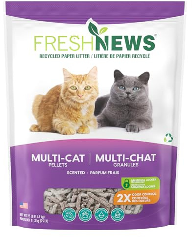 Fresh News Multi Cat Katzenstreu, Nicht klumpend, Papier, 11,3 kg Beutel