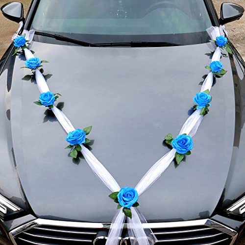Décoration de Voiture pour Mariage - pour Couple de mariés - Décoration de Voiture - Bleu Roi