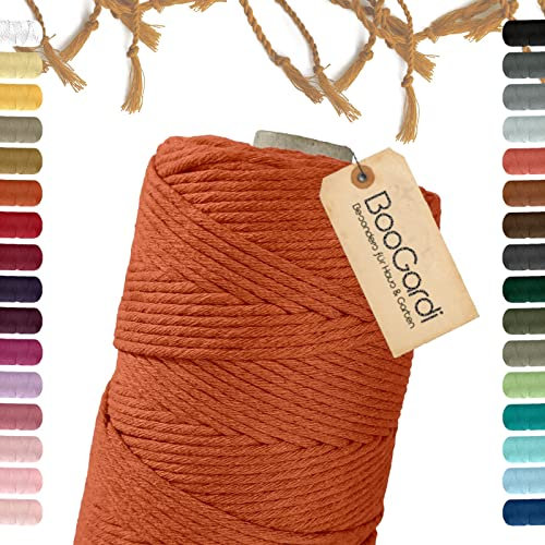 BooGardi Makramee Garn · viele Farben · Orange 3mm x 200m · 3mm oder 5mm · Wollgarn · kreatives knüpfen weben Stricken · DIY Boho Garn