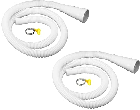 sourcing map Universal Air Conditioner Drain Hose Multiple Size Connector 20-30mm ID 3.3ft with Clamp for AC Units Washing Machine Faucet, White Pack of 2