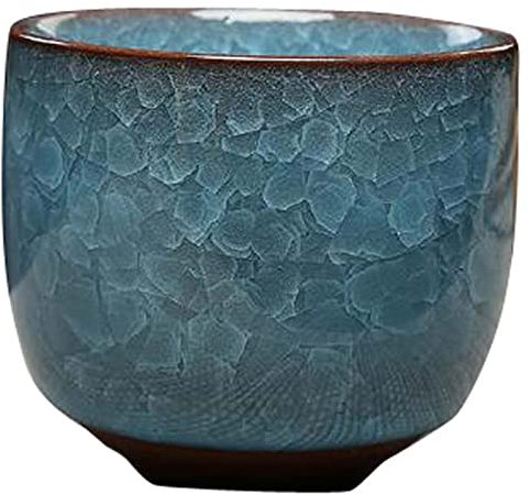 ZEALMAX Lot de 4 tasses à thé en céramique de style chinois/japonais classique pour le bureau, la maison, le restaurant B