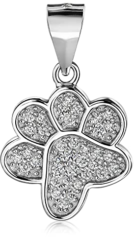 Materia Damen Anhänger Silber 925 Pfote Zirkonia Pfotenabdruck KA-519