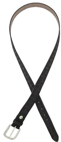 Ulla Popken Damen Flechtgürtel, Leder, Metallic-Schnalle Gürtel, schwarz, 135