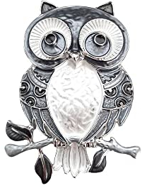 Brosche Magnetbrosche Schal Bekleidung Taschen Stiefel Uhu Eule Owl Silber - Grau