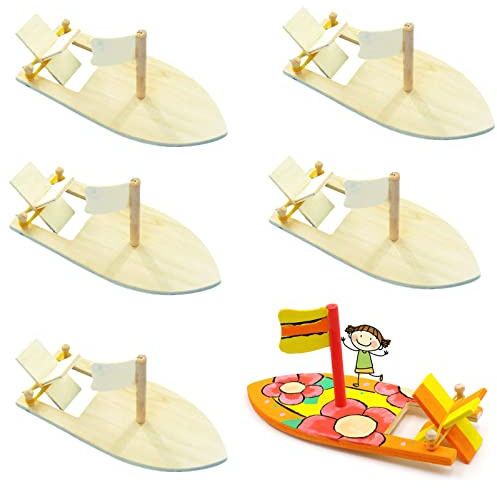 Forlush 6 Stück Mini Holz Segelboot, Holz Segelboot Set Malen DIY, Schwimmfähig Holzboot, für Förderung der Praktischen Fähigkeiten und des Kreativen Denkens der Kinder(Groß)