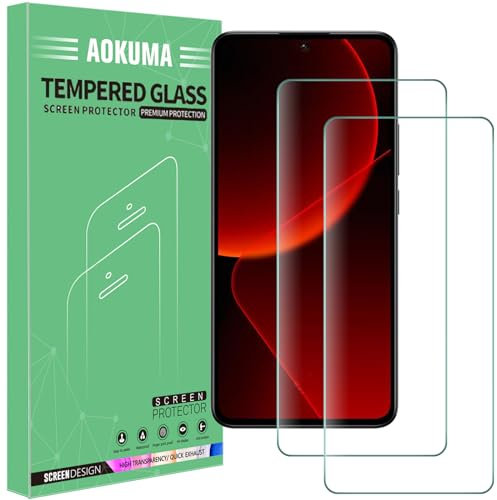 AOKUMA Protector de Pantalla para Realme 14 5G/iQOO 7/Xiaomi 13T, [2 Unidades] Cristal Templado para Xiaomi 13T Fácil Instalación, Vidrio templado 9H,Sin Burbujas, Alta Definicion,Anti-Arañazos