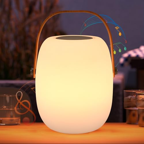 ZWOOS Tischlampe Kabellos, LED Akku Tischleuchte tragbare mit RGB Farbwechsel, Nachttischlampe Aufladbar mit Fernbedienung (Musiklampe)