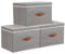 YheenLf Set de 3 Cajas Almacenaje con Tapa, Plegable Cestas Organizadoras con Asas, Caja Almacenamiento Ropa para Libros, Mantas, Sábanas, Gris, 33×23×20 cm