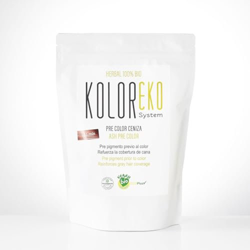 KOLOREKO PRECOLOR CENIZA para tinte natural - Pre pigmento previo al color, refuerza la cobertura de canas - Tinte ecológico 100% Herbal Bio