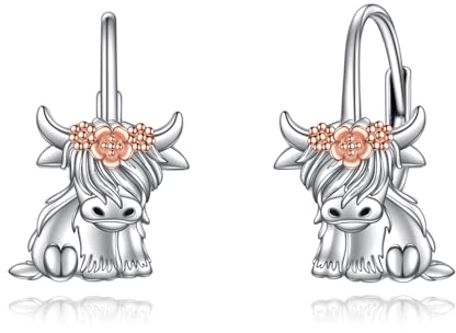 VONALA Hochland Kuh Ohrringe 925 Sterling Silber Leverback Ohrringe Schmuck Geburtstagsgeschenke für Damen Mädchen