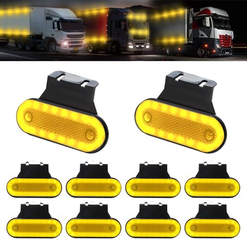 Teguangmei 10PCS Luci Posizione LED con Supporti Gomma 12-24V Indicatori Laterali Luci 20 LED Luci di Avvertimento del Rimorchio Laterale Luci per Telaio Rimorchio Camion Caravan (Ambra)