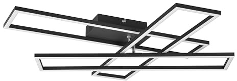 Reality Leuchten Deckenleuchte Corso R64423132, Metall Schwarz matt, inkl. 36 Watt LED, Fernbedienung