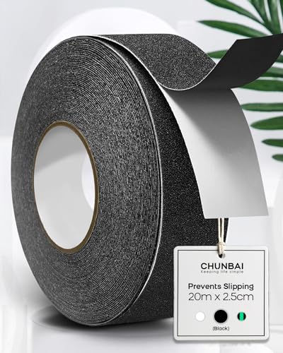 Nastro Antiscivolo, CHUNBAI® 20 m x 2,5 cm Strisce Antiscivolo per Scale, Antiscivolo Scale per interni ed esterni, Nastro Antiscivolo per Gradini, Adesivi Antiscivolo per migliorare la presa