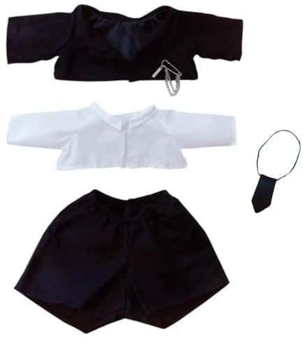 niannyyhouse 40cm Plüsch Puppe Kleidung Mantel Shirts Hosen Krawatten Zubehör Anzüge Sitzen Puppen Dress Up (Schwarz)
