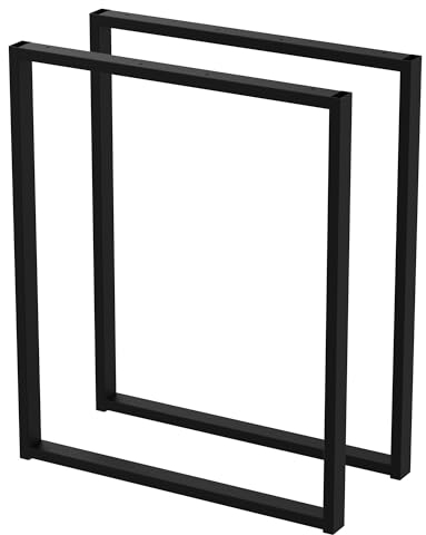 BK Styl 2 Stück Tischbeine aus Metall U-Form | Tischgestell aus 40x20mm Profilen | Tischkufen Tischfüße Möbelbeine für Schreibtische & Esstische I Stahl Pulverbeschichtet (600x720mm Black)