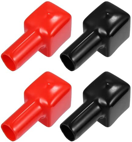 X AUTOHAUX 2 Pair Battery Terminal Cover Boot Protector Positive and Negative Cable Lug Caps for Cars Boat 0.91x0.83x0.75 Black Red