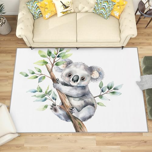 Faultier Teppich Kinderzimmer - Teppich Wohnzimmer Schlafzimmer Faultier, Kleiner Teppich Kinder Süße Tiere, Weich Kurzflor & Waschbar & rutschfest Fussmatte Innen, Kinderteppich 80x150 cm