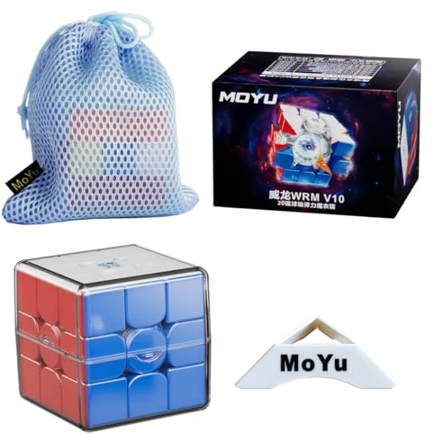 2024 MoYu WeiLong WRM V10 3x3x3 20 Ball Core Spring Magic Tuch Version 3x3 55.5mm Speed Magic Puzzle Cube Stickerless MY8295 mit Würfelständer und Tasche