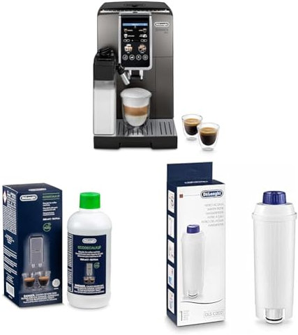 De'Longhi Dinamica Plus ECAM380.95.TB, Kaffeevollautomat mit LatteCrema Milchsystem + Original EcoDecalk DLSC 500 Entkalker Wasserfilter DLSC002