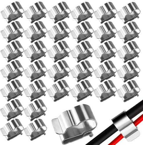 JCUGSBS 30 Pezzi Clip per Cavi Fotovoltaici in Acciaio Inox, Clip per Cavi del Pannello Solare,Clip Fermacavi per Telaio di Componenti Fotovoltaici
