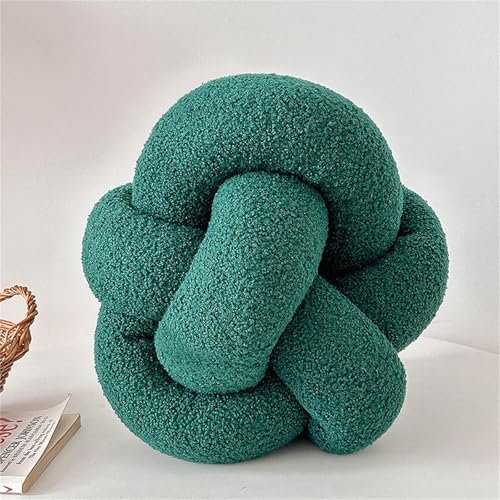 Ueiwffzo 3D Knotenkissen Zierkissen Weiches Flauschige Knoten Kissen Kuschelkissen Erwachsene, Stilvolle Dekokissen Sofakissen für Sofa Bett Deko (Grün)