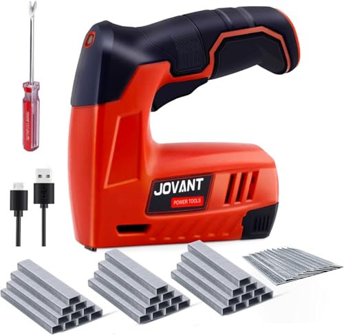 Electric Staple Gun with 3650 Staples and Staple Remover,Upholstery Staple Gun Heavy Duty for Wood, Crafts, Carpentry, Decoration DIY,4V 2 in 1 Cordless Brad Nailer fits 3/16 - 3/8 Staples,Nails