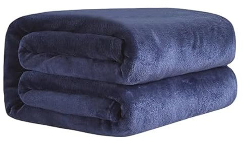 SMYTJSYC Weiche, warme Korallen-Fleece-Flanell-Decken für Betten, Kunstfell-Nerz-Überwurf, einfarbig, Sofabezug, Tagesdecke, Dunkelblau, 150 x 200 cm